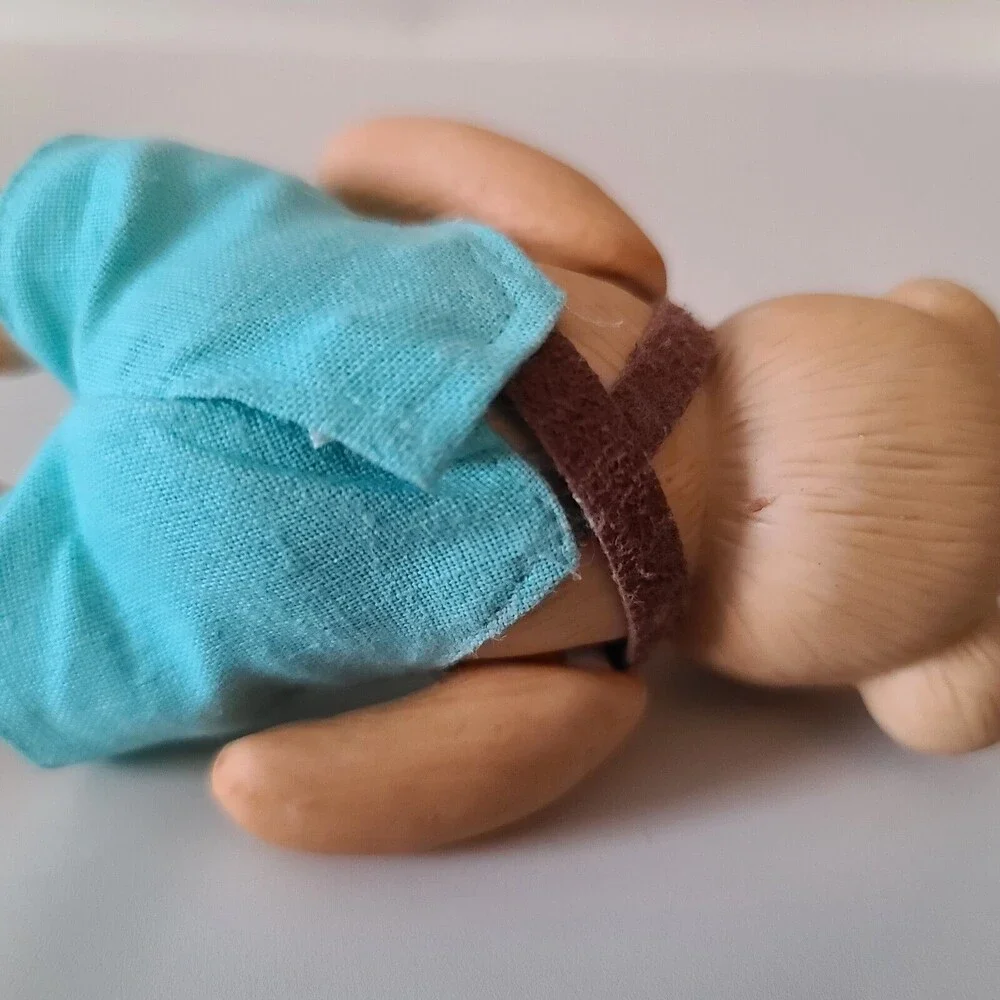 Homco Porcelain Teddy Bear Boy Jointed Fabric Clothing Vintage